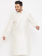Vastramay Men's Plus Size Cream Silk Blend Kurta